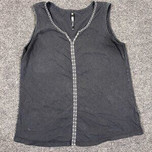 Kuhl Women's Etta Tank Top Charcoal Gray Sleeveless V-Neck Contrast Stitch